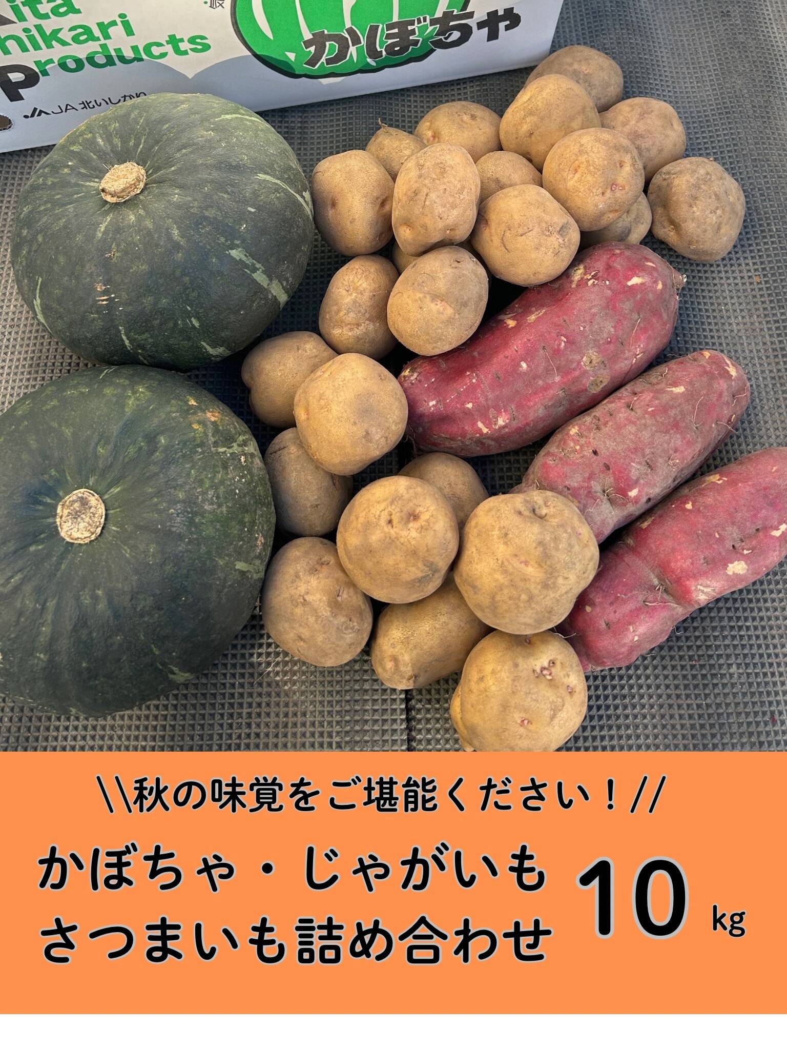 秋の味覚セット「カボチャ、さつまいも、じゃがいも」10kg：北海道産の