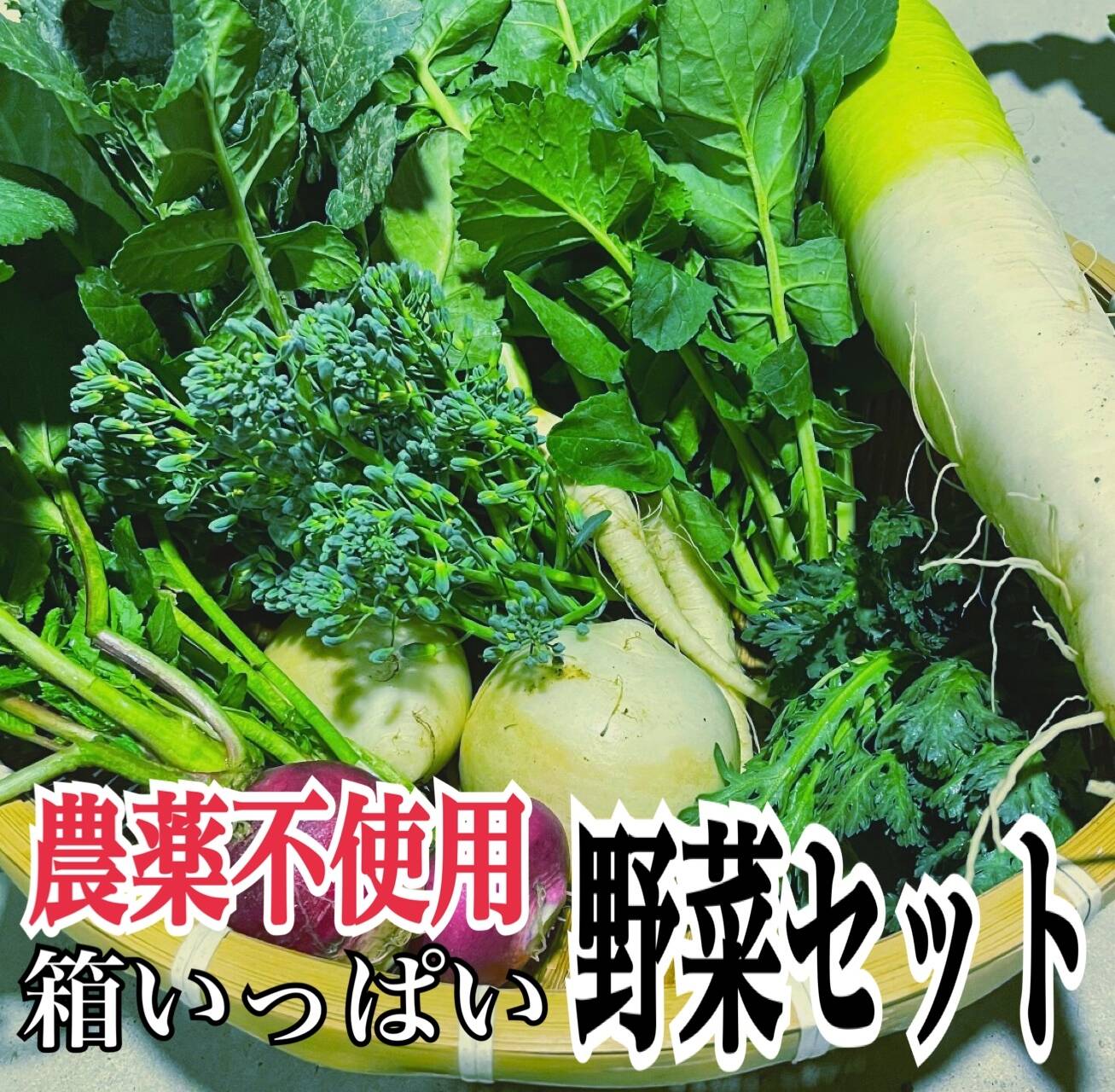 農薬不使用の野菜詰め合わせを80サイズでお届け：岡山県産の野菜セット
