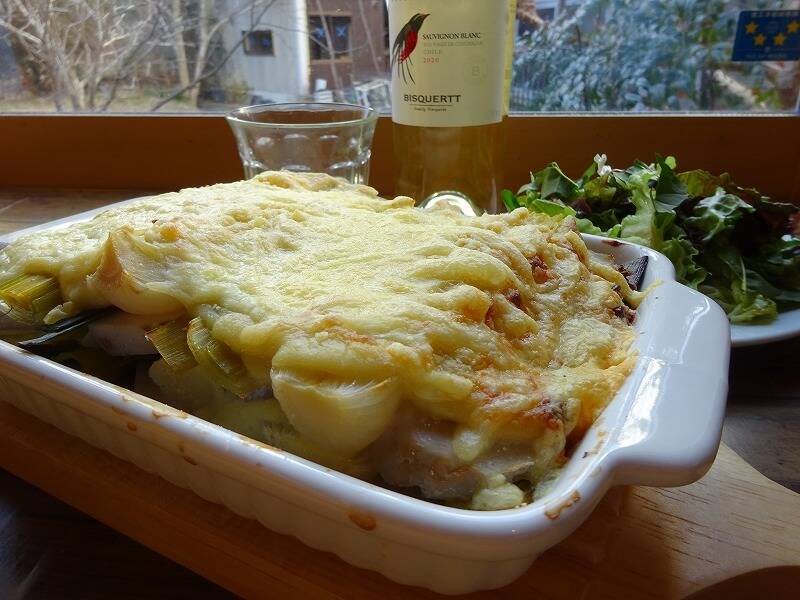リーキと里芋のグラタン