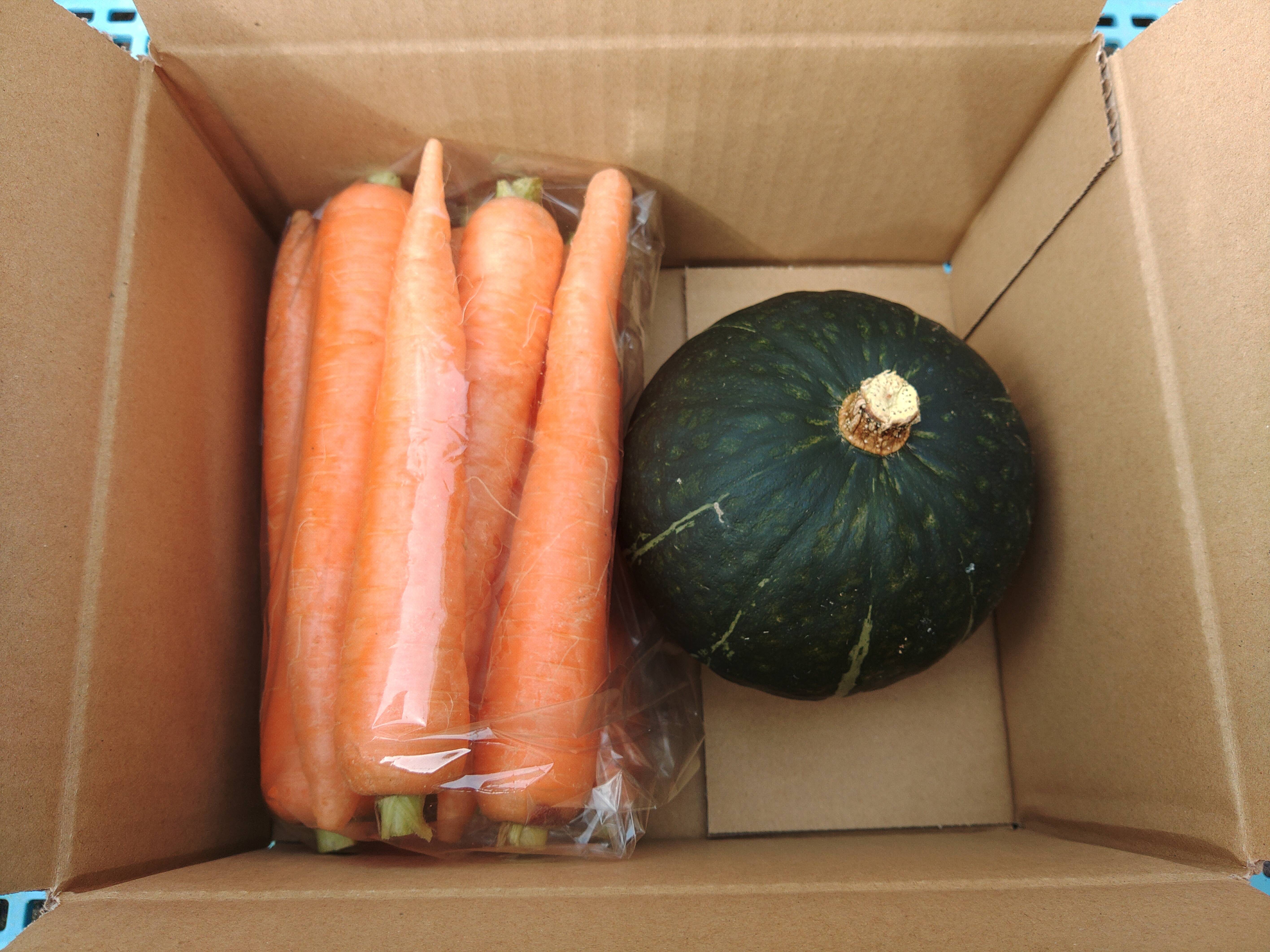 野菜2種セット】 彩誉ニンジン 1kg × 栗政宗かぼちゃ 1個（600g