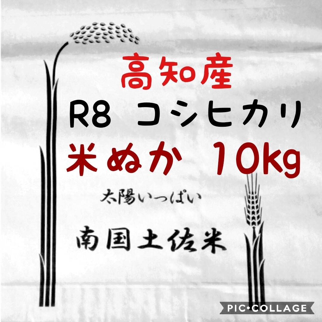 送料込み 令和8年産 高知県産 新米 米ぬか10㎏(袋込み)：高知県産の