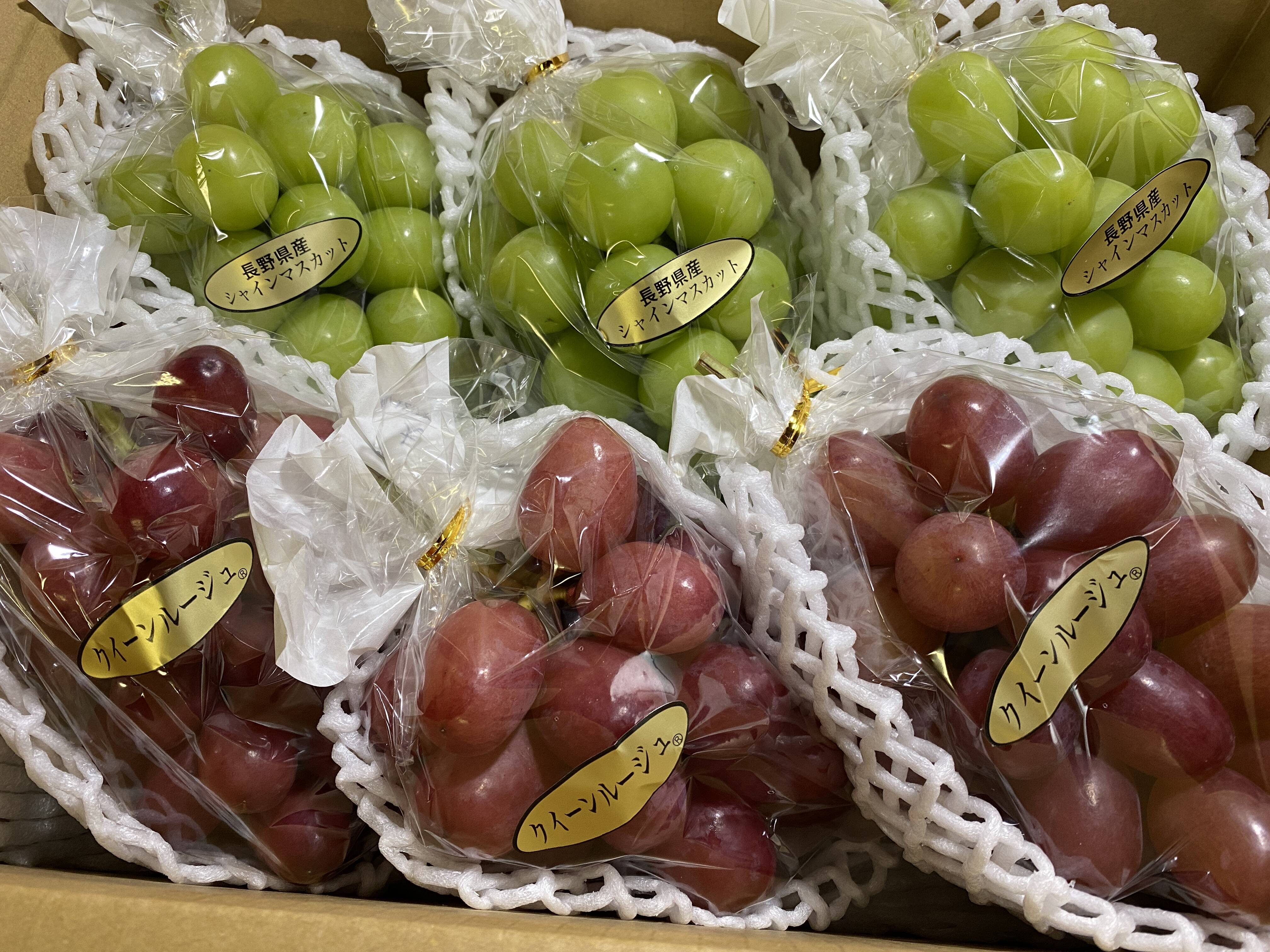 食べ比べ】シャインマスカット&クイーンルージュ家庭用約3kg(3房×2種