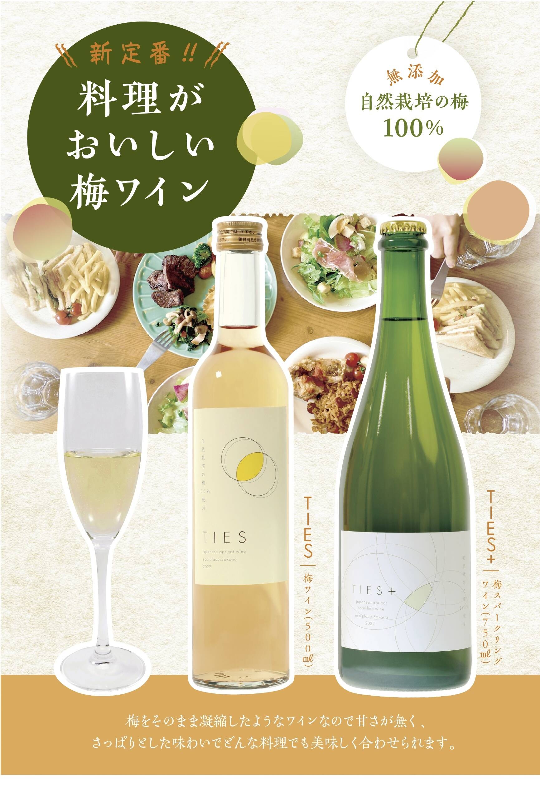 新定番！料理がおいしい梅ワイン 自然栽培の梅100%使用(無添加) 2種