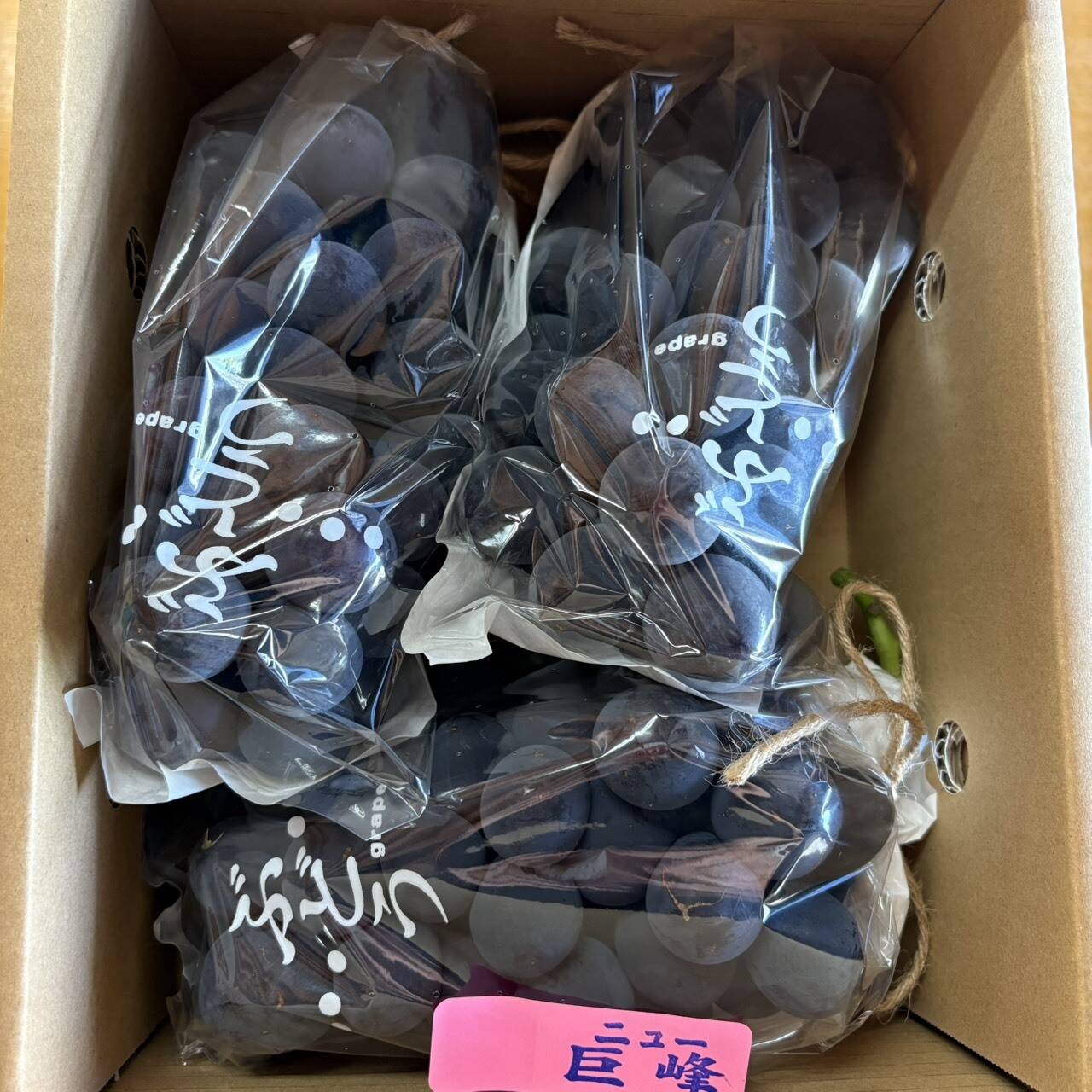 【うり坊】巨峰の粒　箱込2kg弱 黒ぶどうの定番！香りも良い「巨峰」3房：山梨県産の巨峰｜食べチョク