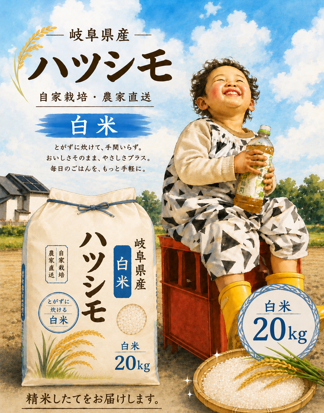 新米！11月初旬から発送開始 岐阜のお米！ ハツシモ 1等米 白米20Kg(令