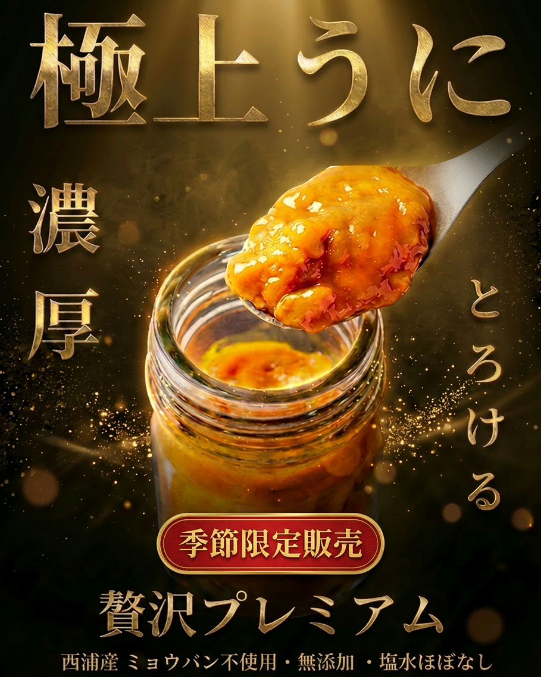 夏ギフト】超絶うまい！！ミョウバン無しの生うに冷凍(2本)：福岡県産