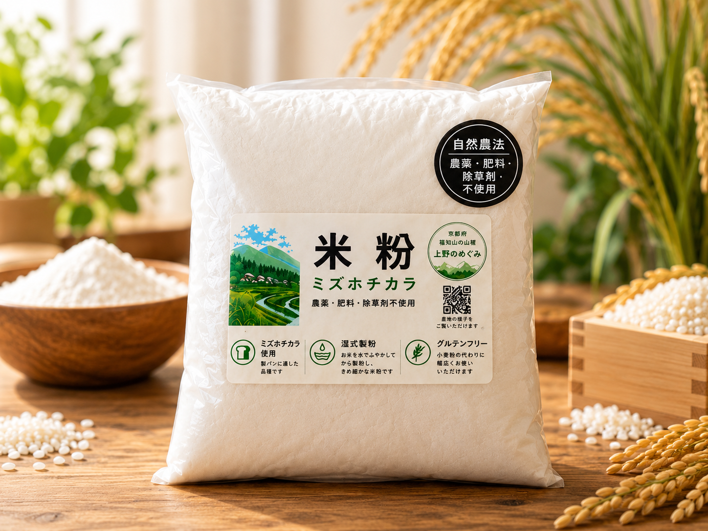 自然栽培・農薬・肥料不使用｜パンにおすすめの米粉「ミズホチカラ