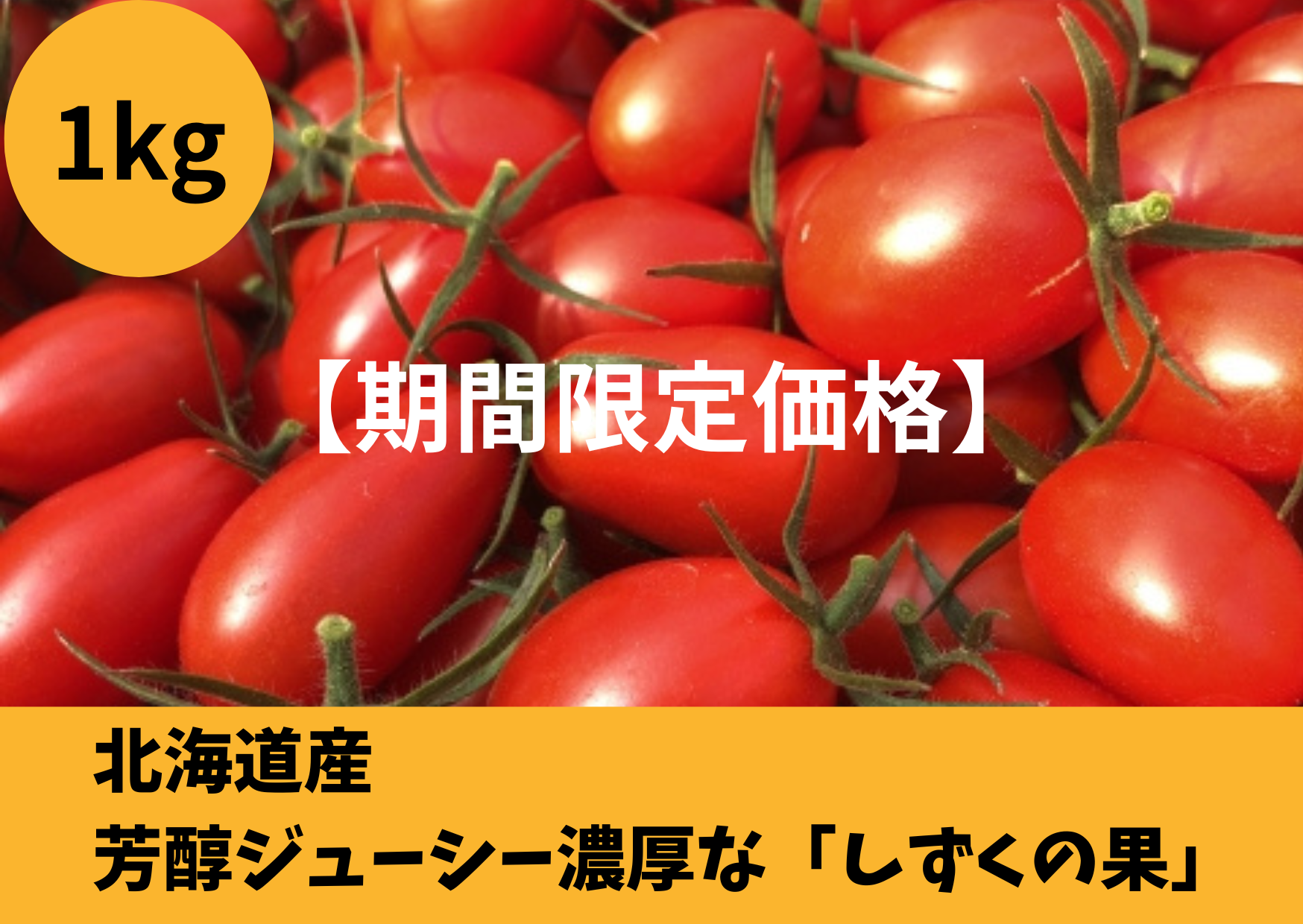超濃厚！甘い、うまい、とまらない。完熟ミニトマト「しずくの果