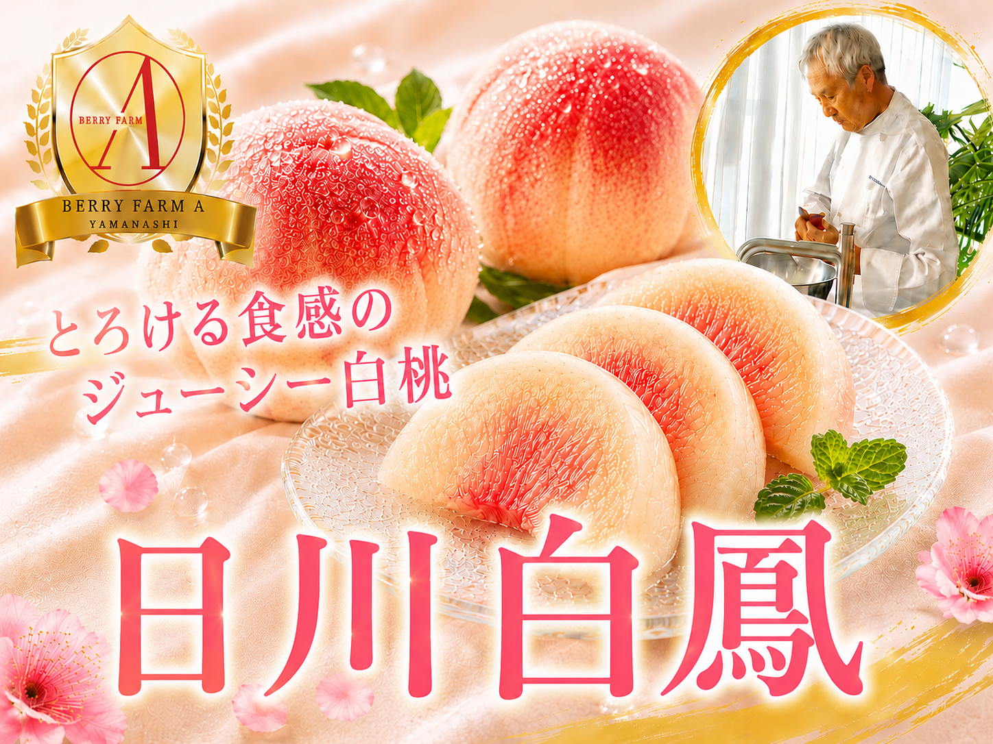 果汁溢れる王道桃】とろける食感のジューシー桃『日川白鳳』一口で 