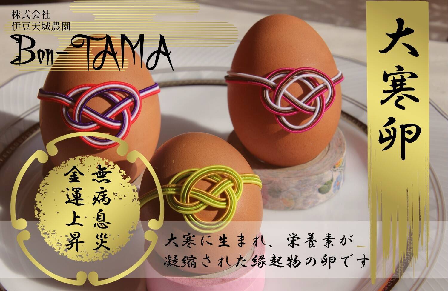 大寒卵】無病息災・金運上昇の縁起物・平飼い養鶏卵『Bon-TAMA』M~L