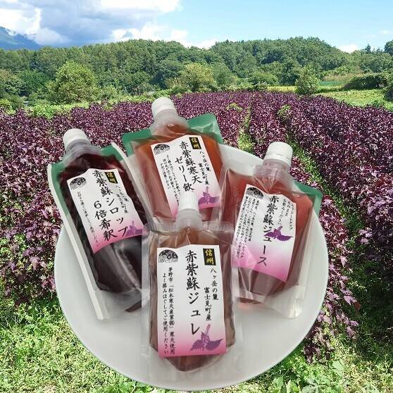 赤紫蘇商品詰め合わせ ① シロップ/ジュース/寒天ゼリー飲料/ジュレ