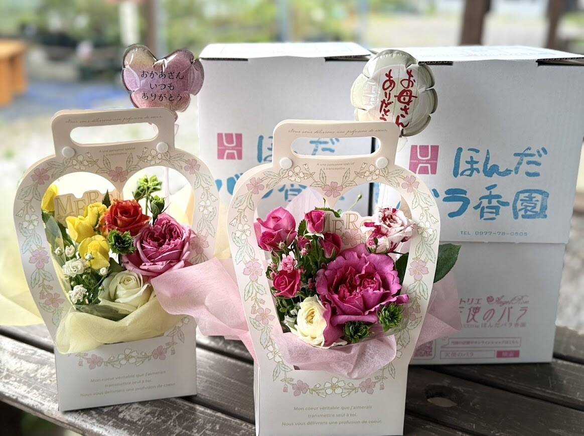母の日ギフト】薔薇だけのアレンジメントフラワー：大分県産のバラ