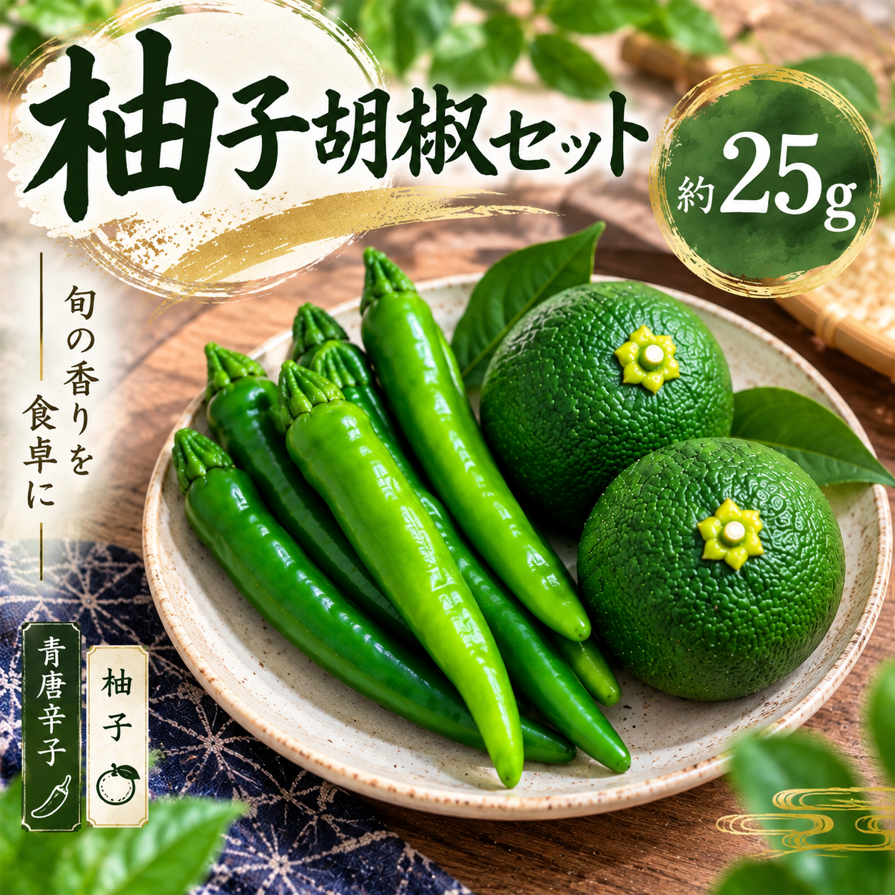柚子と青唐辛子の手作り柚子胡椒セット【25g】：岡山県産の調味料
