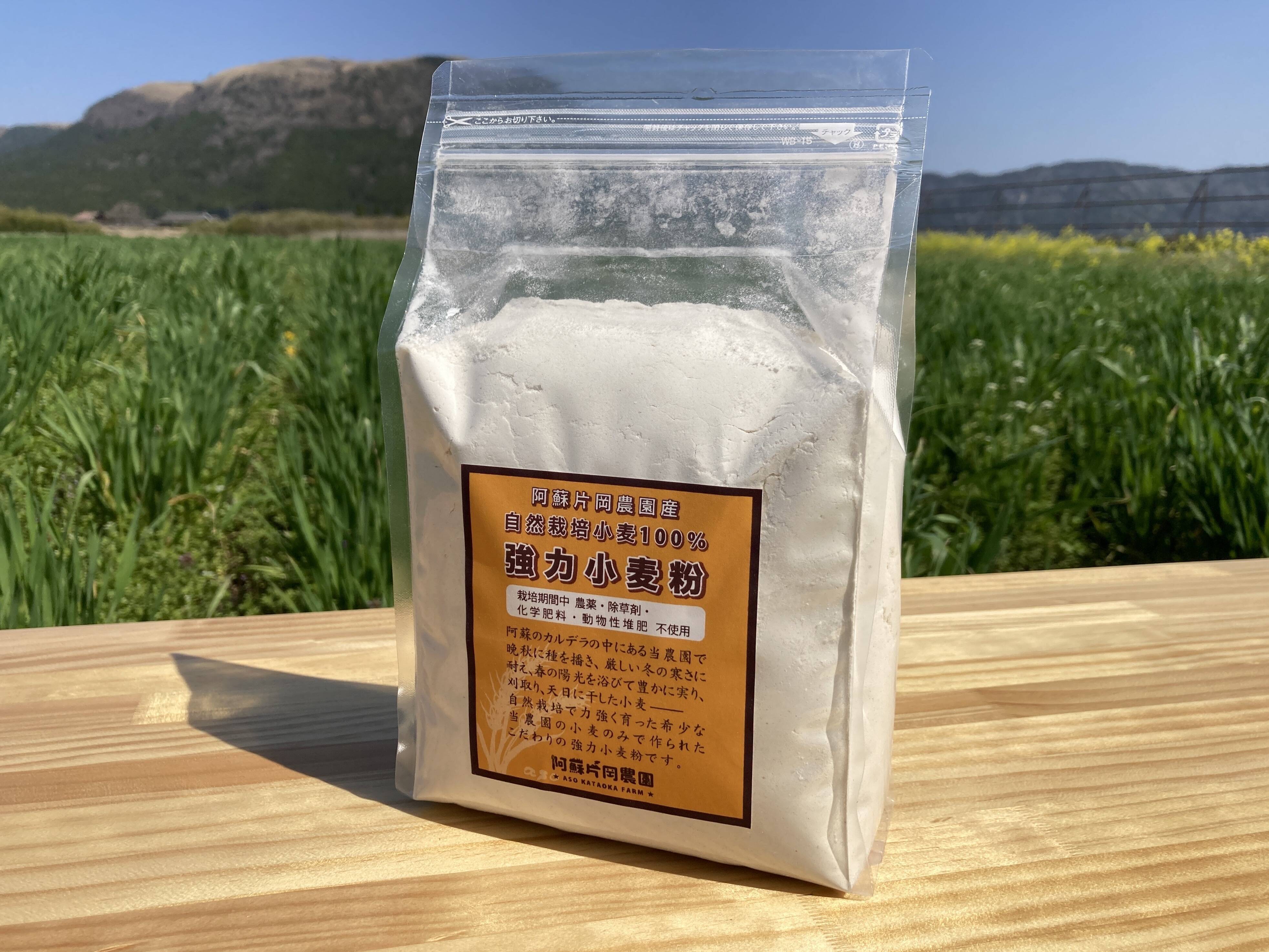 自然栽培で育てた阿蘇の強力小麦粉（1ｋｇ）：熊本県産の米・穀類