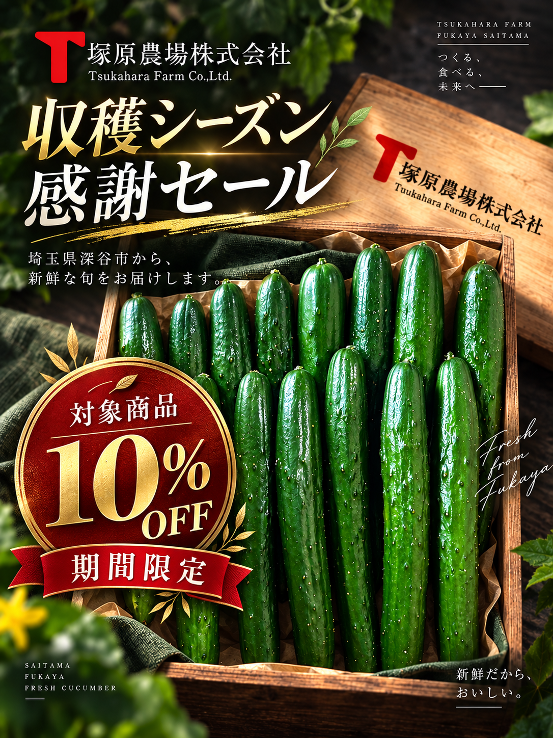 期間限定10％OFF】埼玉県深谷市産 プレミアムきゅうり 2kg：埼玉県産の