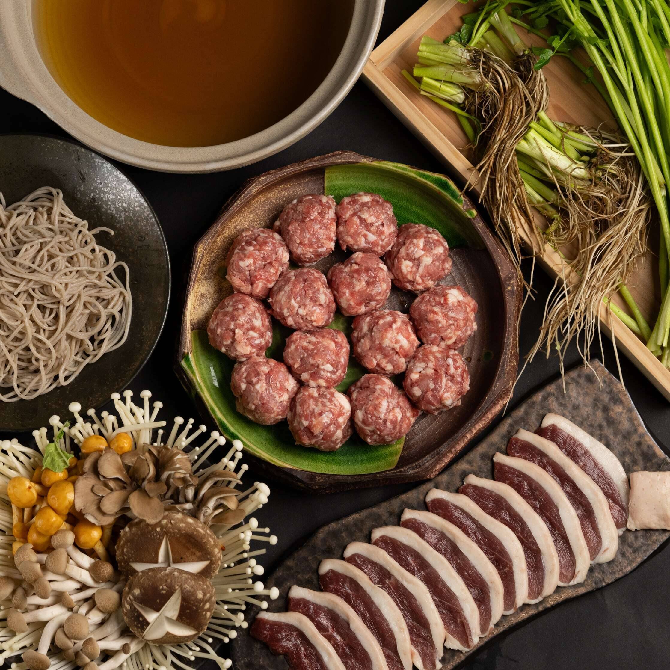 保存料不使用・無添加／名店の味】鴨団子汁鍋セット（2-3人前）：山形