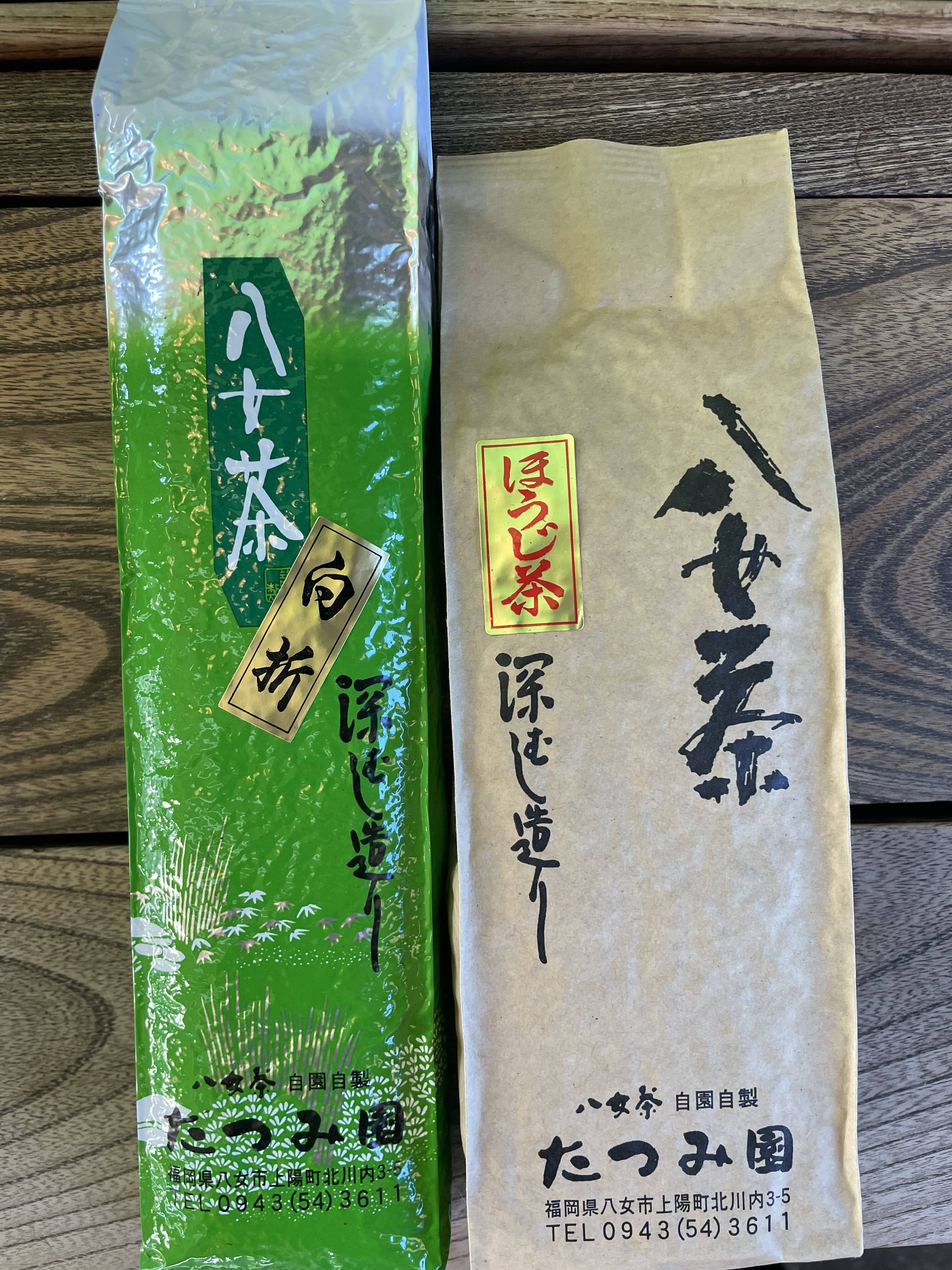 八女茶白折300gとほうじ茶150g2本セット𓂃◌𓈒𓐍：福岡県産のほうじ茶