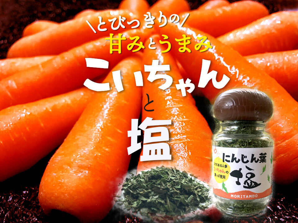 【お得なセット！】とびっきりの甘みとうまみ！濃厚なにんじん「こいちゃん」（訳あり！加工用約5kg）とにんじん葉塩（7g）1個