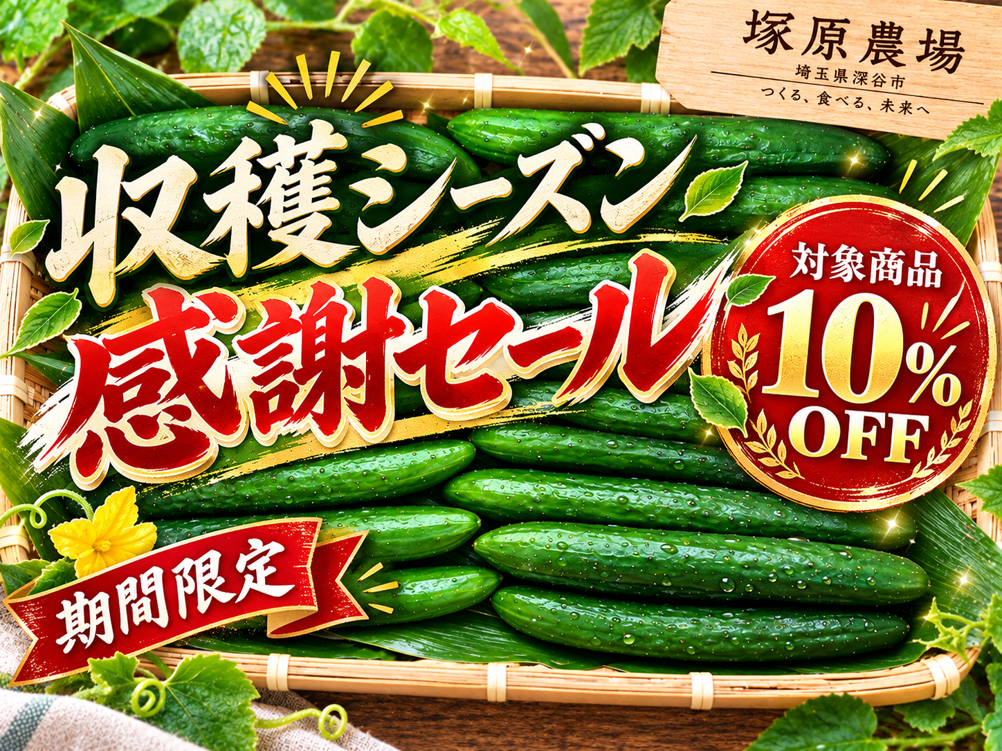 期間限定10％OFF】パリッと新鮮！深谷市産 家庭用きゅうり 3kg：埼玉県