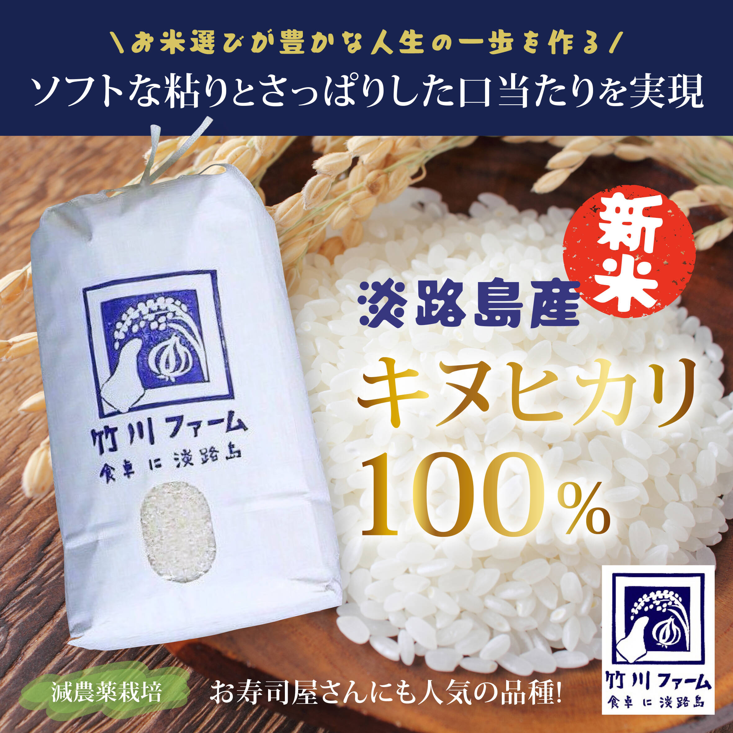 新米！令和5年産 淡路島産キヌヒカリ 10キロ：兵庫県産のお米｜食べ