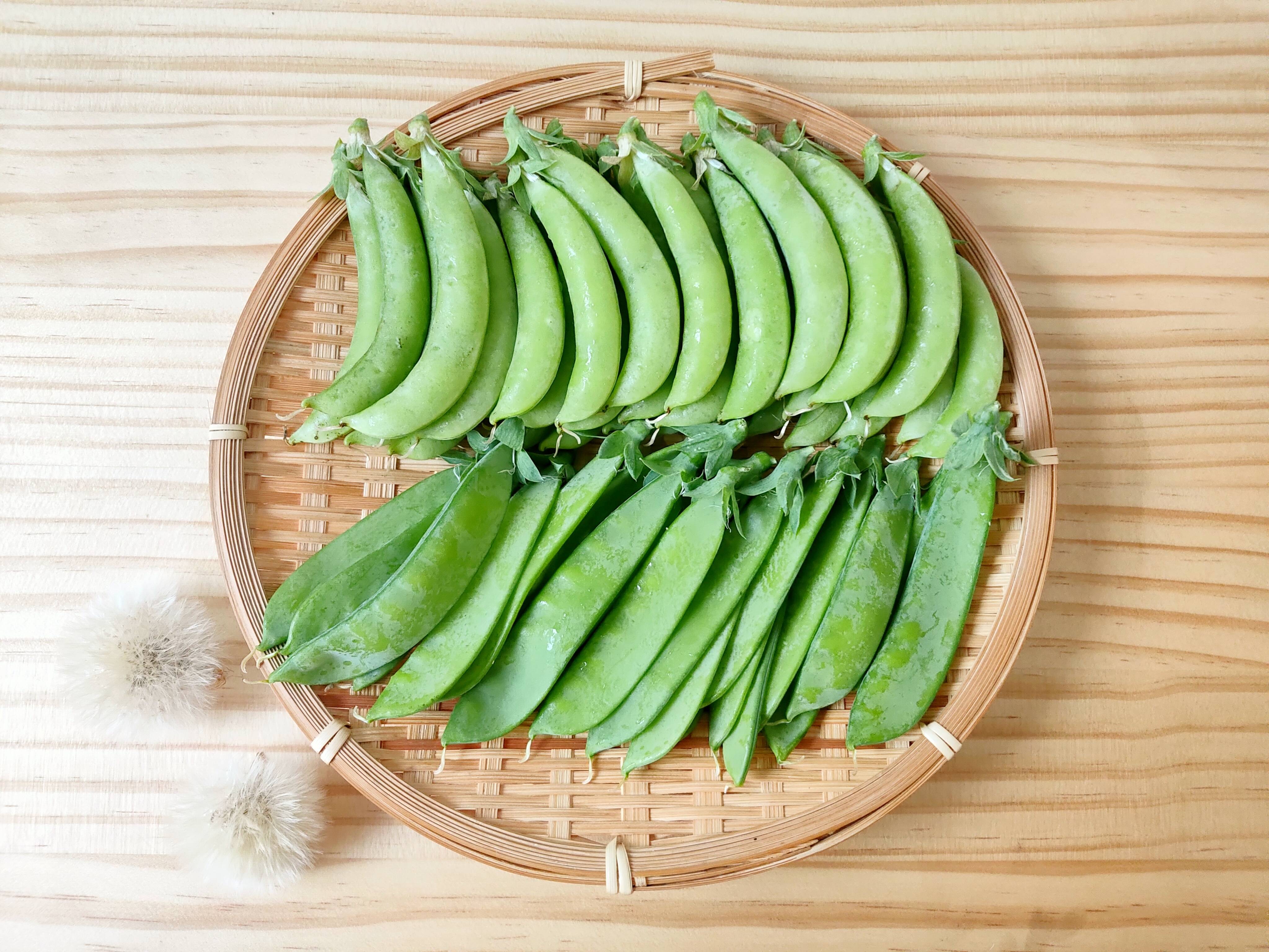 甘くてみずみずしい！自然栽培のスナップエンドウ200g&絹さやエンドウ