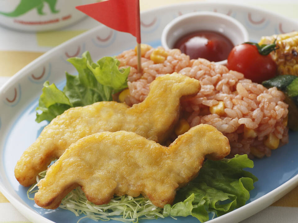 子どもに大人気！かわいい国産鶏の恐竜チキンナゲット500g×2p：佐賀県