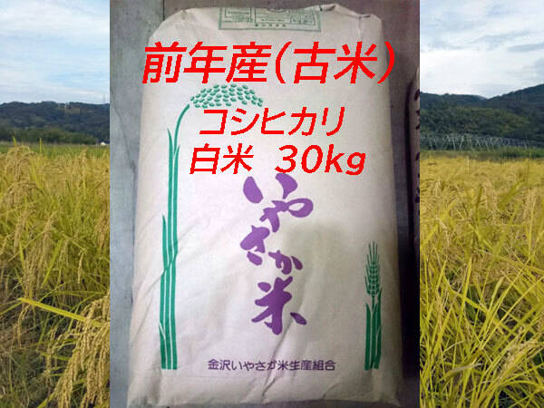 古米>令和３年産コシヒカリ 白米 30kg 【金沢いやさか米】：石川県産の