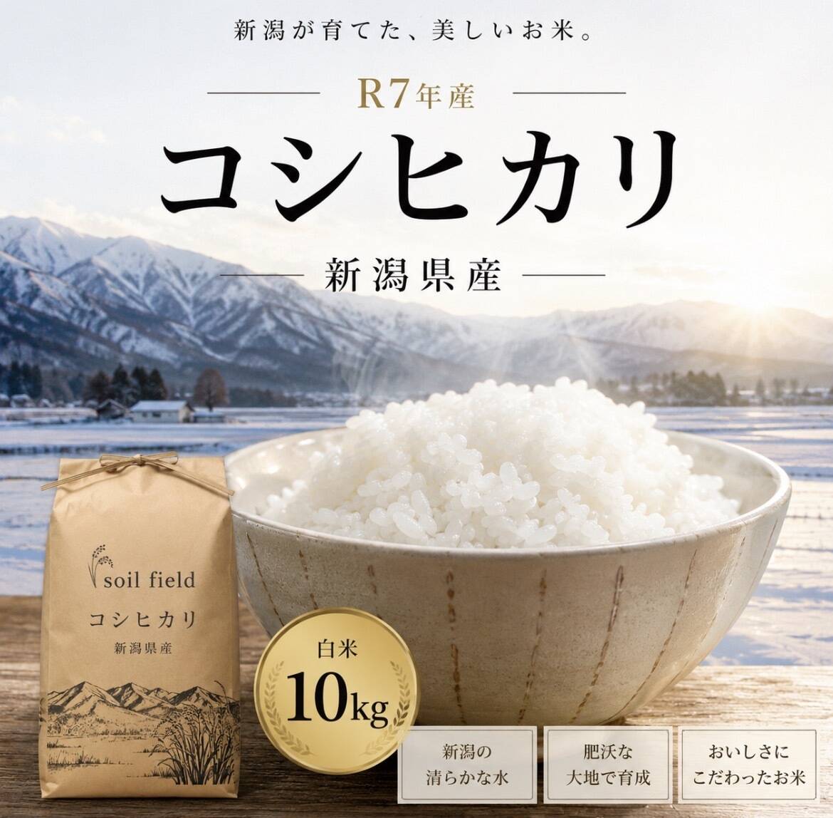新潟県産コシヒカリ《白米10k》：新潟県産のコシヒカリ｜食べチョク