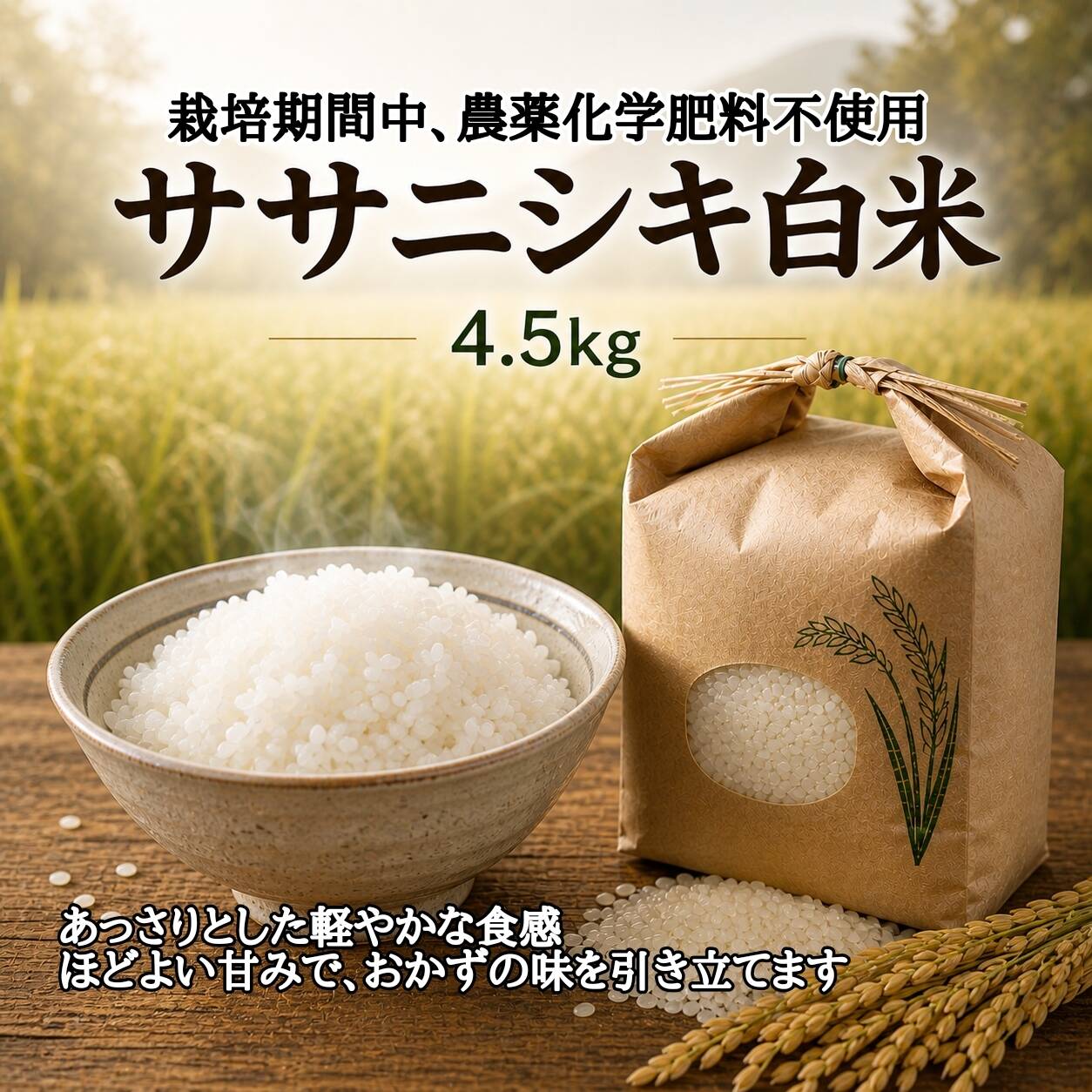 栽培期間中農薬不使用!! 京丹後産『ササニシキ』白米4.5kg：京都府産の