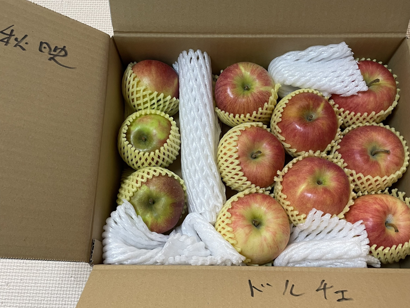 【T-ポイント5倍】 旬のおまかせ】葉とらずりんご（無選別）家庭用約2.5kg(7-16玉)1 果物