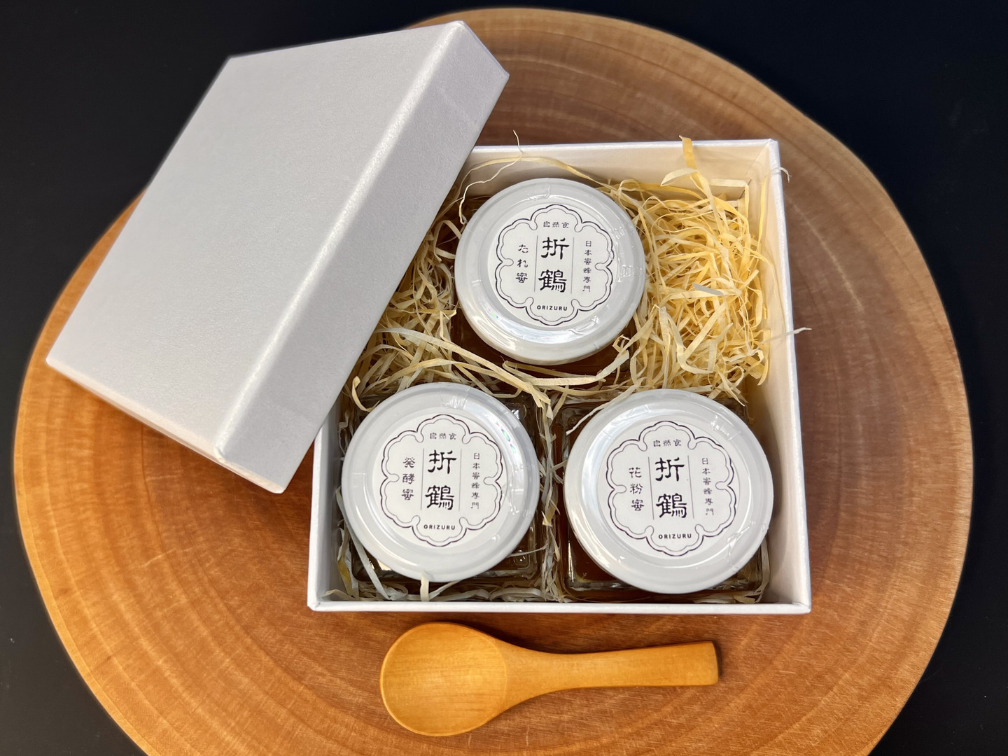 ギフトBOX【味比べセット3種類】野生日本蜜蜂の発酵蜜、花粉蜜
