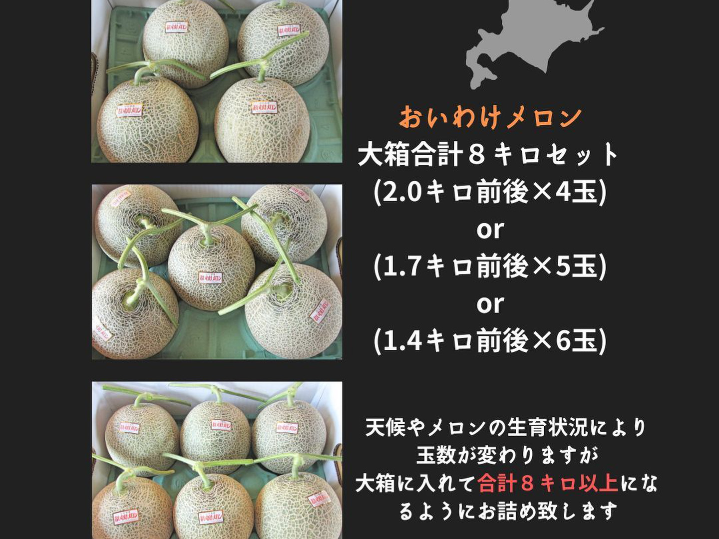 メロン農家直送　　訳あり　　8玉入り　　糖度は十分あります メロン農家直送 訳あり 8玉入り 8キロ 糖度は十分あります
