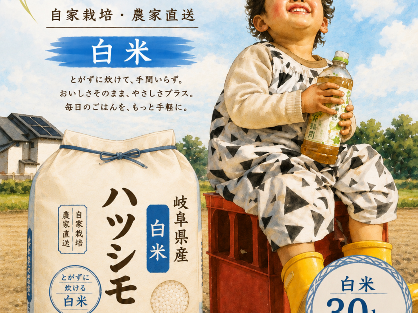 新米！！ 自家生産でこだわりあり！岐阜 ハツシモ 令和8年産 白米30Kg