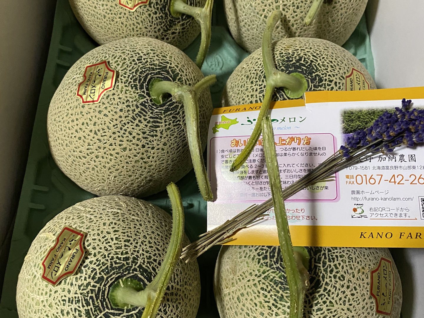 夏ギフト】【北海道富良野産】 赤肉メロン 大箱（4～6玉）ラベンダ付