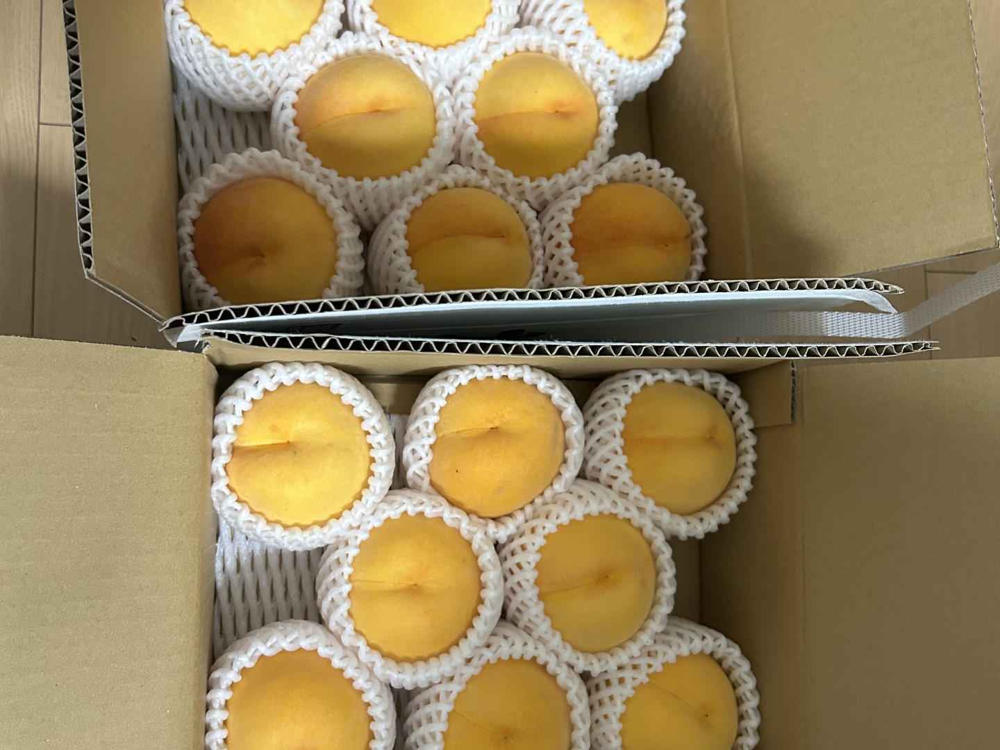 山形県産　桃②訳ありご家庭用黄金期5キロ箱使用 2箱分季節の黄桃約2キロ5-10個入×2箱 訳あり家庭用 農薬半減栽培
