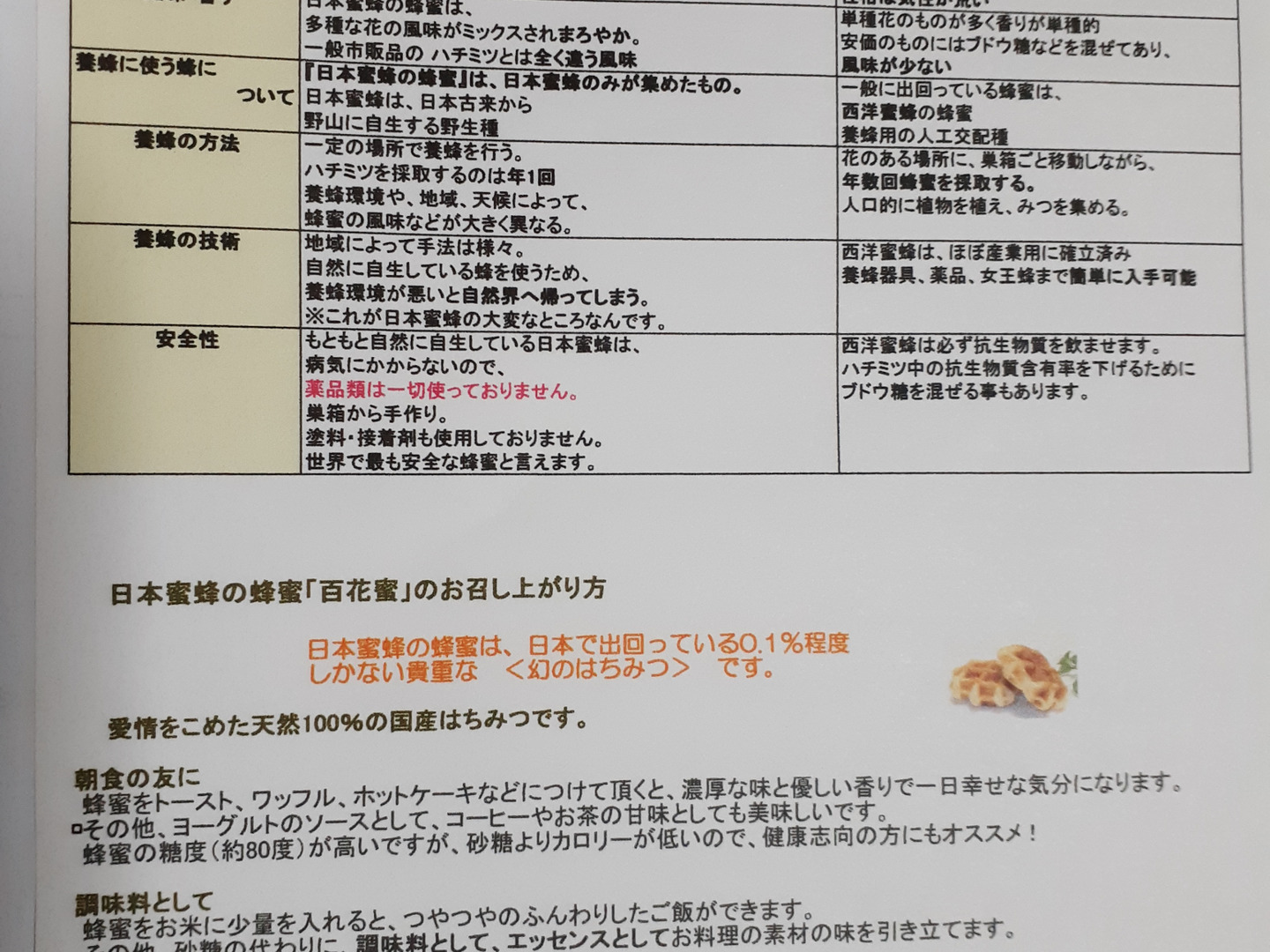 希少な日本蜜蜂、日本ミツバチの生はちみつ 500g X2本：大分