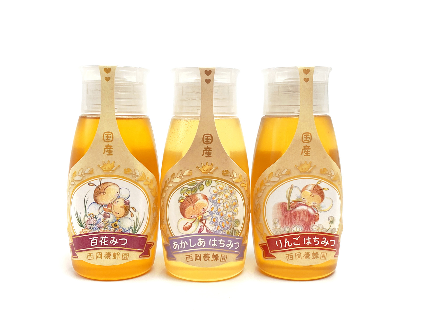 国産はちみつ ] アカシア・百花・トチ ( 300g × 3本 ) はちみつ