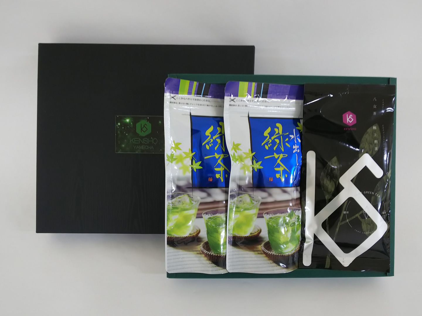 八女抹茶　4点セット 夏ギフト】八女抹茶入水出し煎茶ティーバッグと水出しでも