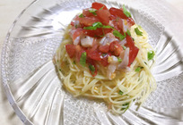 ぶりとグレープフルーツの冷製パスタ