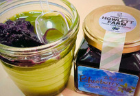 甘さ控え目ブルーベリージャムと抹茶プリン