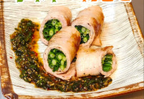 小ねぎの肉巻き　やみつきネギだれ添え