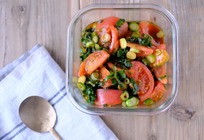 九条一遍ねぎとトマトのマリネ