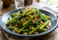 空心菜のニンニク強火炒め