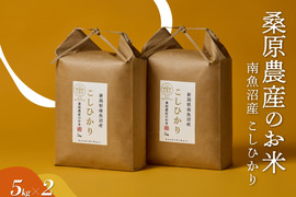 【R7年産】日本のお米の最高峰【極上】南魚沼産コシヒカリ
山間地限定米　桑原農産のお米（精米）５ｋｇ×２袋