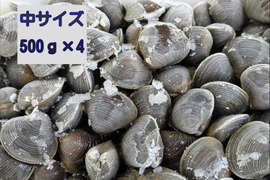 冷凍品『とれたて新鮮しじみをすばやく冷凍』十三湖産大和しじみ（砂抜き済み）　中サイズ500ｇ×4Ｐ