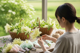 【初夏限定】手摘み生エルダーフラワー 100g｜自然栽培｜手作りコーディアル・シロップ・加工料理用　ご予約受付　発送5月下旬以降　短い季節だけの数量限定のお届け　初めて仕込む方にちょうどよい量です