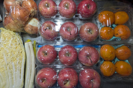 リンゴ、柿、ハクサイ、タマネギ、ネギ