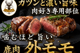 【肉好きが唸る濃厚赤身】豪快にかぶりつく野生肉🍖『鹿外モモ』噛めば旨味が溢れ出る大容量パッケージ約400g