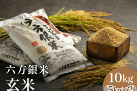 コウノトリ舞いおりるコシヒカリ　特別栽培米　六方銀米　玄米　10kg（5ｋｇ×2）