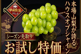 【フルーツ王国山梨】シャインマスカット本場山梨の旬を全国に先駆けて最高糖度でお届け！甲州戦国ブランド『ハウスオブシャイン』お試し特価キャンペーン約1㎏☆高級ぶどう家庭用・ギフトにも【6月上旬予約】